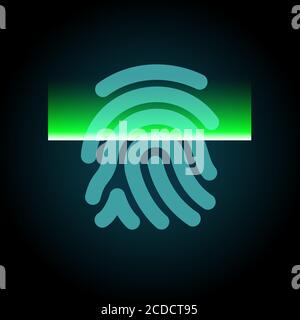 Abstract Fingerabdruck-Scan-Prozess - Zutrittskontrollsystem, Sicherheit, Datenschutz Stock Vektor