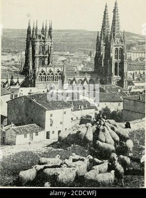 . Dinge, die man in Spanien gesehen hat. Mit fünfzig illus . Mentwas die Kunst dieses Volkes markiert, spricht der spanische Charakter. ^ästhetische sensibilität ist fast immer abwesend; die Kunst ist hier kräftig und romantisch, offen expressiv, mit einer Art kindlicher, fast grotesker, Naturalismus, der ein realistisches Verständnis von allthings zeigt, auch von spirituellen Dingen. Ich erinnere mich an die polychrome Skulptur dieses Volkes; die Bilder der verängstigten Jungfrau, in der Trauer bis zu seiner äußersten Grenze getragen wird; die blutenden Köpfe der Märtyrerheiligen, so zum Beispiel, wie jene terribleyet bewegenden Köpfe des Täufers von Alonso Stockfoto