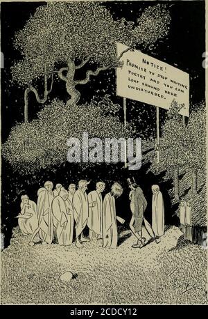 . Durch die Hölle mit Hiprah Hunt; eine Reihe von Bildern und Reisenotizen, die die Abenteuer eines modernen Dante in den Höllenregionen illustrieren; auch andere Bilder derselben unterirdischen Welt . BESTÄTIGTE SCHRIFTSTELLER DER SCHLECHTEN POESIE. CANTO VII In der gleichen Umgebung findet Hunt eine an einen Felsen gekettete Seele, die eine schwere Stahlblechmütze trägt. Das ist der Mann, der gerne Witze über andere spielte, aber der war nicht wütend, wenn der Witz auf sich selbst war.der Forscher stellt ihm ein paar Fragen und geht weiter, so dass die enthauptete seltsam verwirrt. Stockfoto