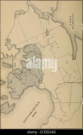 . Notizen von Standorten von Huron Dörfer in der Gemeinde Tiny, Simcoe County, und angrenzenden Teilen. Vorbereitet mit Blick auf die Identifizierung dieser Dörfer besucht und beschrieben von Champlain und den frühen Missionaren. Abgedruckt aus Ontario EIN rchceo Logischer Bericht für 1902 NOTIZEN ÜBER Orte von Huron Villages IN DER Gemeinde Oro (Simcoe County) VON ANDREW F. HUNTER, M.A. TORONTO: Gedruckt bei Warwick Bros & Rutter 1903. Stockfoto