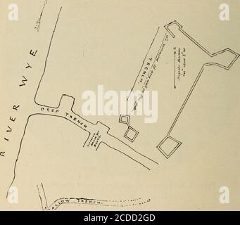 . Notizen von Standorten von Huron Dörfer in der Gemeinde Tiny, Simcoe County, und angrenzenden Teilen. Vorbereitet mit Blick auf die Identifizierung dieser Dörfer besucht und beschrieben von Champlain und die frühen Missionare . in Amerika, weil, während die einheimischen Ruinen in Centralamerica und Mexiko können antedate Ste. Marie, kein anderes Gebäude von weißen Herren tut. Eines der Merkmale der Ruine ist das System der künstlichen Gräben für den Schutz des Ortes, wenn es im Einsatz war, oder was die Englisch-Übersetzer von Jesaja würde seine Bäche der Verteidigung nennen. Die Stützen auf einer Ecke gebildet von zwei t Stockfoto