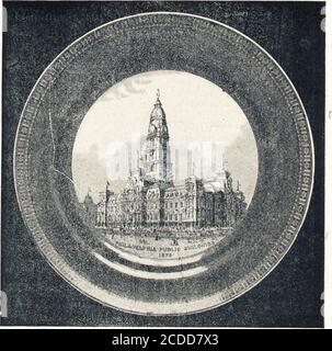 . Anglo-amerikanische Keramik: Altes englisches china mit amerikanischen Ansichten, ein Handbuch für Sammler The State House, Philadelphia, 1776. ANGLO-AMERIKANISCHE KERAMIK. 161 HERREN F. & R. PRATT & CO., DER FENTONPOTTERIES, STOKE-ON-TRENT. (Der Buchstabe m steht für moderne Ansichten.) -Designs in Farben. Border, solide Grundarbeit, – Magenta, Rosa, Grün, Türkisblau, etc. – mit Marginof filigranen Goldarbeiten. –-. 2 m. Philadelphia Öffentliche Gebäude, 1876. Ich bin da. Das State House in Philadelphia, 1776.2m. Philadelphia Öffentliche Gebäude, 1876. Importiert von Allen, Philadelphia. Ähnliche Designs wurden von anderen englischen p Stockfoto