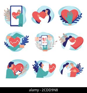 Gesundheitswesen und Kontrolle, Telemedizin Online-Beratung mit Arzt Stock Vektor