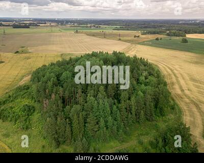 Drohne Foto, Estnische Landschaft, bewölkt Sommertag,. Hochwertige Fotos Stockfoto