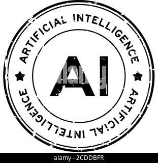 Grunge black AI (Abkürzung für Künstliche Intelligenz) Wort rund Gummi-Siegel-Stempel auf weißem Hintergrund Stock Vektor