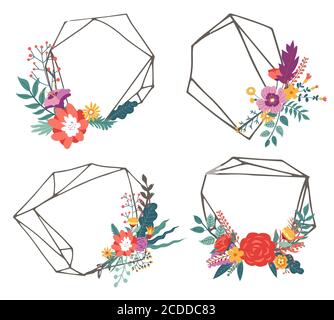 Dekorative Blumenrahmen, Banner mit Blumen und Blättern Stock Vektor