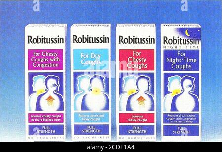 . Der Chemiker und Drogist [elektronische Ressource] . mi GATTUNG PHARMACEUTICALS W Chemiker & Druggist 6 JANUAR 2001 Theres no stoppin Robitussin. Jetzt dieschnellste Anbauhust liquidbrandin Pharmacy Dank Ihrer Empfehlung und Whitehalls fortdauerUnterstützung von Pharmacy, Robitussin ist jetzt die Nr. 1 Wachstumsmarke in der Pharmazie. Whitehall I Robitussin erfüllt mit seinen bewährten Formulierungen alle Bedürfnisse Ihrer Kunden. £^Hel [um Ihnen zu helfen verfügbar in Chesty, Dry, Chesty mit Staus und Nachtzeit Varianten. Expectorant Los die Behandlung ol Husten DOSIERUNG Adults, die älteren Menschen und Kinder über 1 Stockfoto