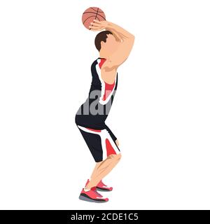 Professionelle Basketballspieler schießen Ball in den Reifen, Vektor-Illustration Stock Vektor