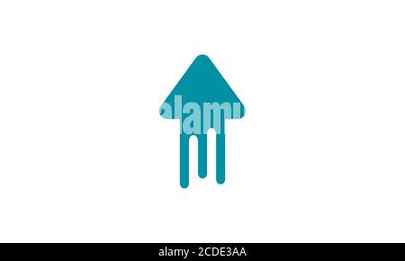 Vektor von blauem abgerundeter Pfeil mit abstraktem Tropfeffekt und isoliert vor einem weißen Hintergrund. Grafik ist ideal für Symbole, Symbole, Richtung. Stock Vektor