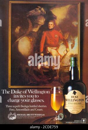 Werbung mit dem Duke of Wellington Sherry 1978 Stockfoto