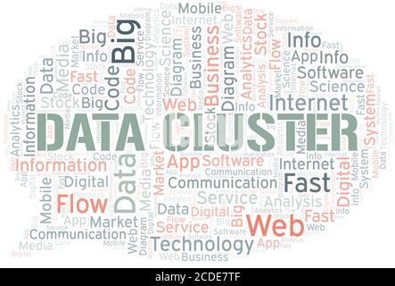 Datencluster Vektor Wort Wolke, nur mit dem Text gemacht. Stock Vektor