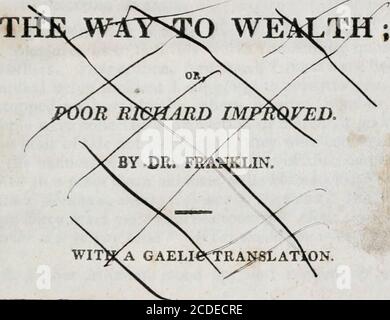 . Eine Sammlung gälischer Sprichwörter und bekannter Phrasen; : begleitet von einer englischen Übersetzung, die das Studium der Sprache erleichtern soll; illustriert mit Notizen. Hinzu kommt der Weg zum Reichtum, von Dr. Franklin, ins Gälische übersetzt. . onvertiert. – Vide. / DER WEG ZUM REICHTUM, &C. Höflicher Leser, ¥ HABEN gehört, dass nichts einem Autor so groß gibt?*- Freude, als seine Werke respektvoll von anderen zitiert zu finden. Urteilen Sie also, wie sehr ich durch einen Vorfall, den 1 auf Sie beziehen wird, eingraviert haben muss. – Ich habe mein Pferd in letzter Zeit gestoppt, wo eine große Anzahl von Menschen bei an gesammelt wurden Stockfoto