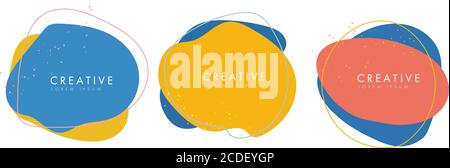 Minimal flache geometrische Formen in verschiedenen Farben mit Farbumriss im memphis Design Stil. Vorlage bereit für die Verwendung im Web- oder Druckdesign Stock Vektor