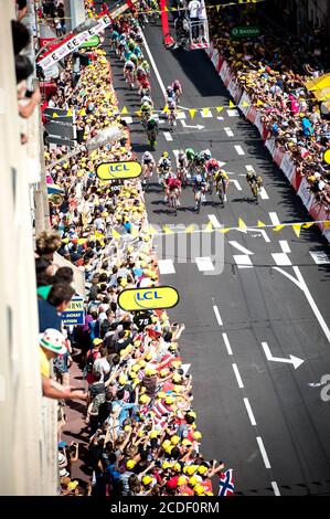 02,07.2016. Limoges, Frankreich. Tour de France Etappe 4 von Saumur nach Limoges. Die Sprinter gehen in Limoges ins Finale 100m. Marcel Kittel gewann die Etappe 4. Stockfoto