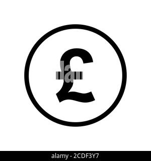 Pfund-Münze monochromes Schwarz-Weiß-Symbol. Aktuelles Währungssymbol. Stock Vektor