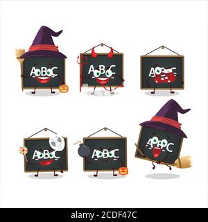 Halloween Ausdruck Emoticons mit Cartoon-Charakter des Alphabets Bord Stock Vektor