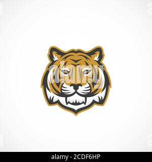 Maskottchen Tiger Face Abstract Vektor Symbol, Symbol oder Logo Vorlage. Wild Animal Head Sillhouette. Sport Style Kreatives Predator-Emblem. Stock Vektor
