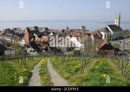 Landstraße und Obertor in Meersburg Stockfoto