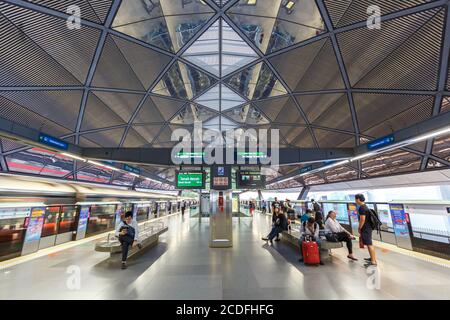 Singapur – 29. Januar 2018: MRT Metro Expo Station in Singapur. Stockfoto