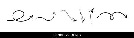 Handgezeichnete Pfeile. Vektor Doodle schwarz dünne Pfeile Stock Vektor