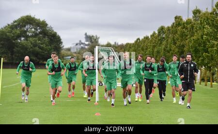 28. August 20, Ormiston, East Lothian, Schottland. VEREINIGTES KÖNIGREICH. Hibernian Training Session for Sundays SPL match vs Aberdeen Credit: eric mccowat/Alamy Live News Stockfoto