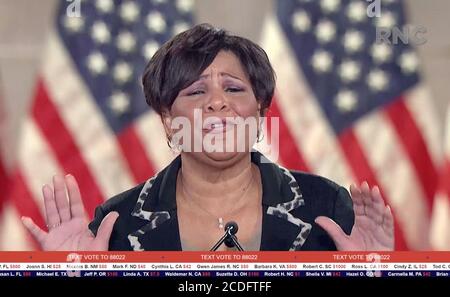 In diesem Bild aus dem Video-Feed der Republikanischen Nationalversammlung macht Alice Johnson am vierten und letzten Tag der Konvention am Donnerstag, dem 27. August 2020, Bemerkungen.Quelle: Republikanische Nationalversammlung über CNP /MediaPunch Stockfoto