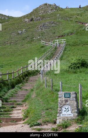 Start des Aufstiegs nach Brean Down von Brean sands Stockfoto