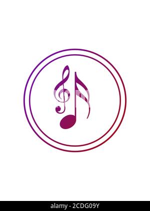 Symbol für isolierte Musik. Noten in einem Kreis. Weißer Hintergrund Stockfoto