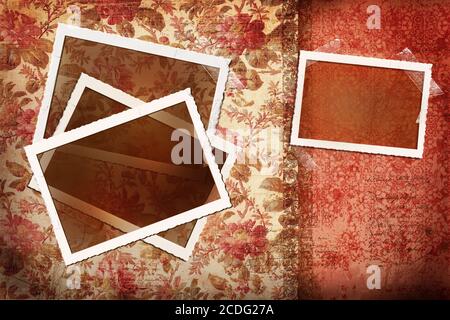 Alte Fotos auf antikem Hintergrund Stockfoto