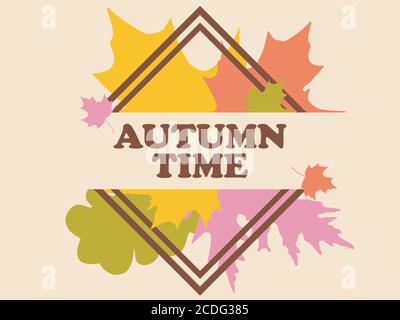 Herbst Zeitrahmen mit Blättern. Vintage-Bordüre mit vergilbten fallenden Eichenholz- und Ahornblättern. Entwerfen Sie eine Vorlage für Einladungen, Prospekte und Begrüßung Auto Stock Vektor