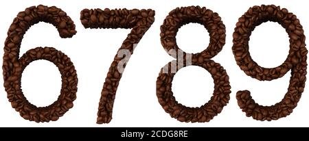 Coffee Font 6 7 8 9 Ziffern Stockfoto