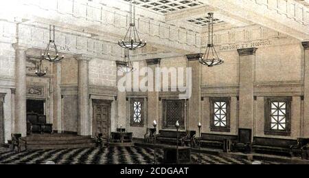 Greystone Hall - 1918 Illustration der Blue Lodge Doric aus dem Gedenkheft zur Eröffnung des neuen Freimaurertempels in Akron, Ohio, USA Stockfoto