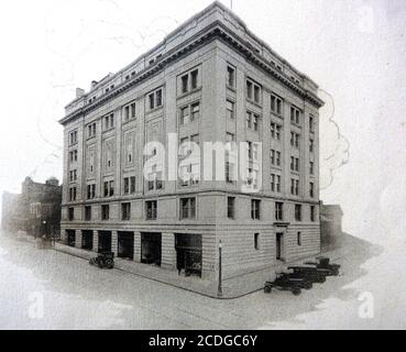 Greystone Hall - 1918 Illustration des neuen Gebäudes aus dem Gedenkheft zur Eröffnung des neuen Freimaurertempels in Akron, Ohio, USA Stockfoto