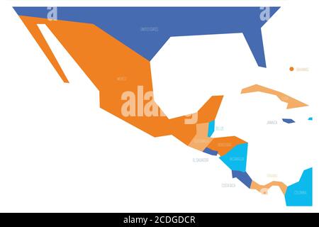 Politische Karte von Mexiko und Zentralamerika. Simulierte schematische flache Vektorkarte in vier Farbschemen. Stock Vektor