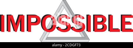Red Word Impossible mit Penrose Impossible Triangle, Vektordarstellung Stock Vektor