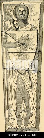 . Transaktionen der Bristol und Gloucestershire Archaeological Society. Tectural Society in 1875, und wird jetzt in den Transaktionen dieser Gesellschaft veröffentlicht. ^Wir wurden sehr höflich erlaubt, einige Teile dieser erschöpfenden Papier (das ist das Ergebnis der CO Jahre Arbeit) in den folgenden Bemerkungen über Bitton Kirche zu verkörpern. Die Via Julia, die Römerstraße von Bath nach Bristol, führte durch das Dorf, und die Kirche soll den Ort eines Heidentempels einnehmen. Im Normamaumasonry der Westwand des Kirchenschiffs wurden Reste römischer Ziegel entdeckt. Tessera; von Koman p Stockfoto