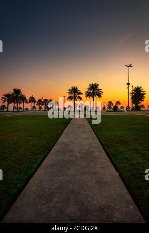 Wunderbarer Blick Am Morgen auf den Al khobar Park - Stadt: Khobar, Saudi-Arabien. Stockfoto