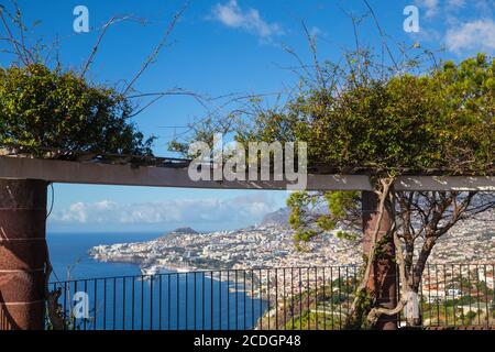 Portugal, Madeira, Funchal, Aussichtspunkt mit Blick auf die Stadt Stockfoto
