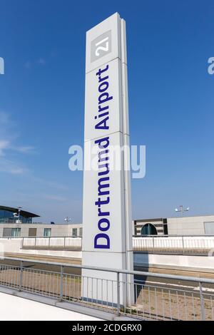Dortmund, 10. August 2020: Terminal des Dortmunder Flughafens (DTM) in Deutschland. Stockfoto