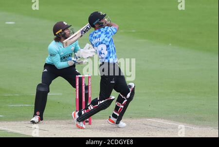 Hove, Großbritannien. August 2020. Sussex's Ravi Bopara beim Vitality Blast T20 Match zwischen Sussex Sharks und Surrey auf dem 1st Central County Ground, Hove Credit: James Boardman/Alamy Live News Stockfoto