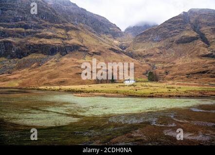 Achnambeithach Ferienhaus in Glen Coe, Highlands, Schottland, Stockfoto