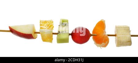 Obstscheiben auf einem Holzstab Stockfoto