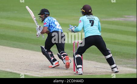 Hove, Großbritannien. August 2020. Sussex's Ravi Bopara beim Vitality Blast T20 Match zwischen Sussex Sharks und Surrey auf dem 1st Central County Ground, Hove Credit: James Boardman/Alamy Live News Stockfoto