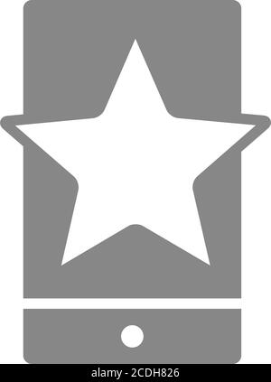 Stern mit Telefon, graues Feedback-Symbol. Mobile App überprüfen, zu Favoriten hinzufügen, Benutzer-Feedback-Symbol Stock Vektor