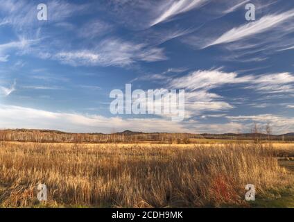 Leere Felder im Herbst und den bewölkten Himmel Stockfoto