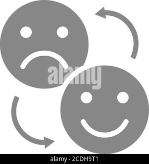 Ändern des positiven und negativen Emoji-grauen Symbols. Symbol für den Austausch von Emotionen Stock Vektor