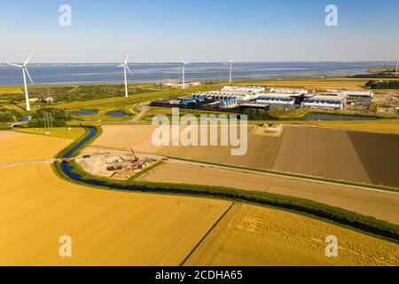 Google-Rechenzentrum auf dem Eemshaven in den Niederlanden Stockfoto