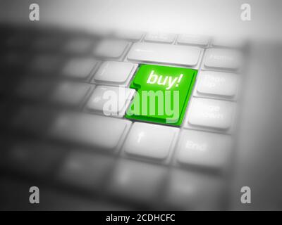 Grün kaufen! Taste. Internet Shopping konzeptionelle Bild