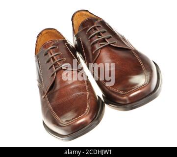 Paar Schuhe Braun Leder Stockfoto