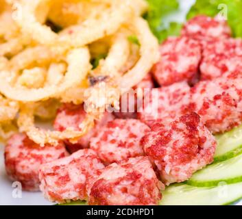 Verschiedene Snacks, Makro Stockfoto